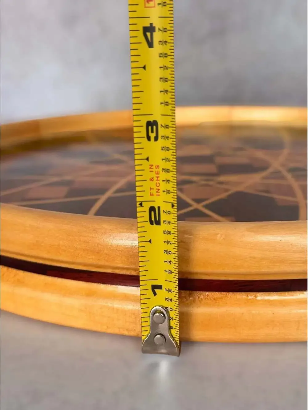 Signed Segmented Wood Platter 2014 | Handmade Inlaid Star Art Serving Tray